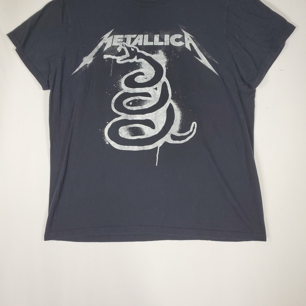 Metallica Black Album Snake Graphic T-Shirt Black Silver XL Band Tee - Picture 8 of 8